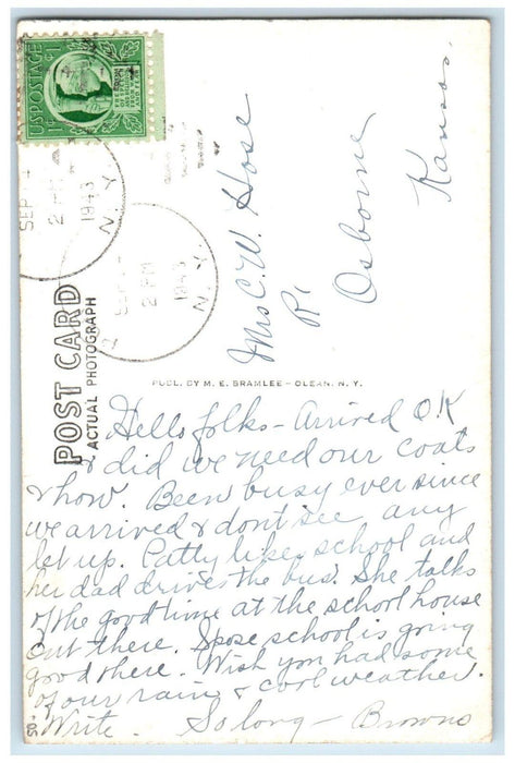 Olean NY, Olean High School Glass Co. Clark Bros Cattaraugus RPPC Photo Postcard