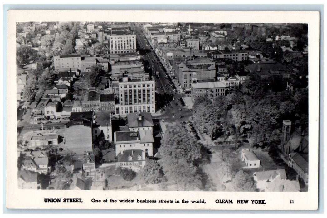 Bird's Eye View Of Union Street Cattaraugus Olean NY RPPC Photo Vintage Postcard