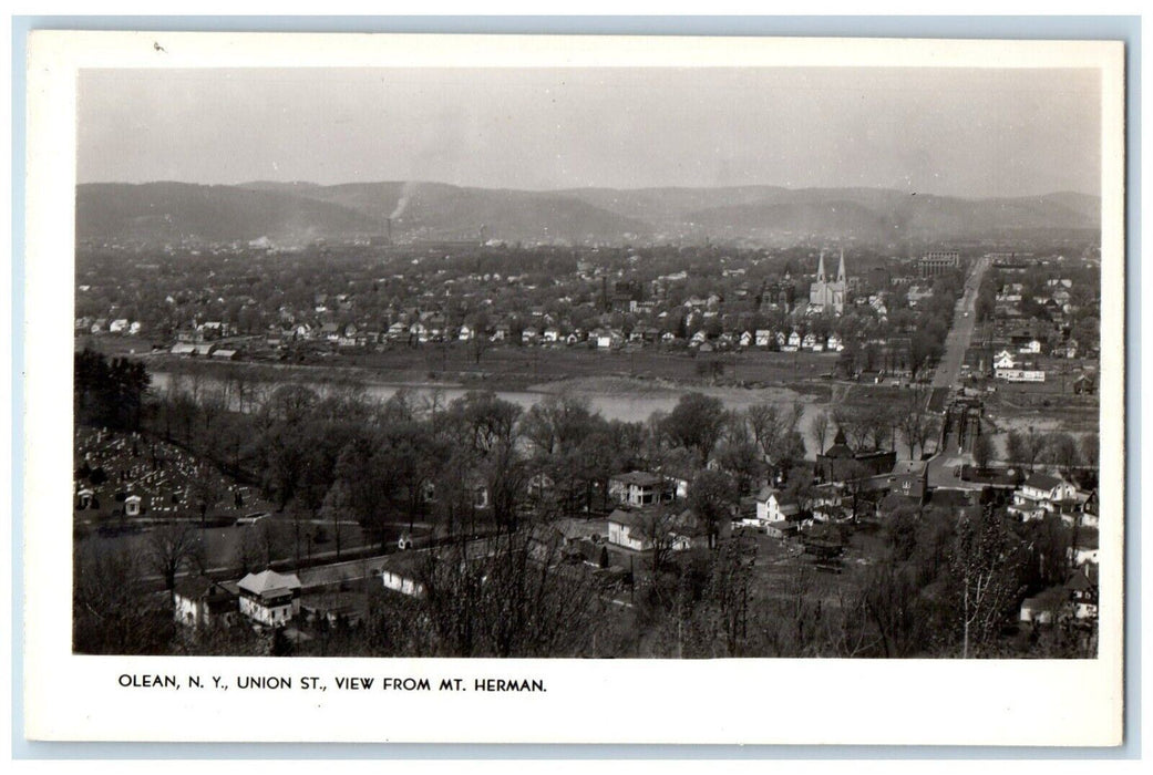 Union St. View From Mt. Herman Olean NY Cattaraugus RPPC Photo Vintage Postcard