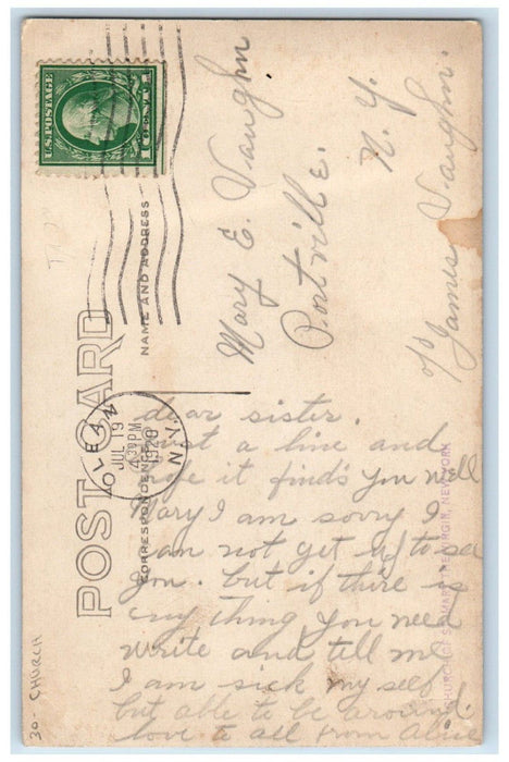 1920 Church Street View Olean NY Cattaraugus RPPC Photo Posted Antique Postcard