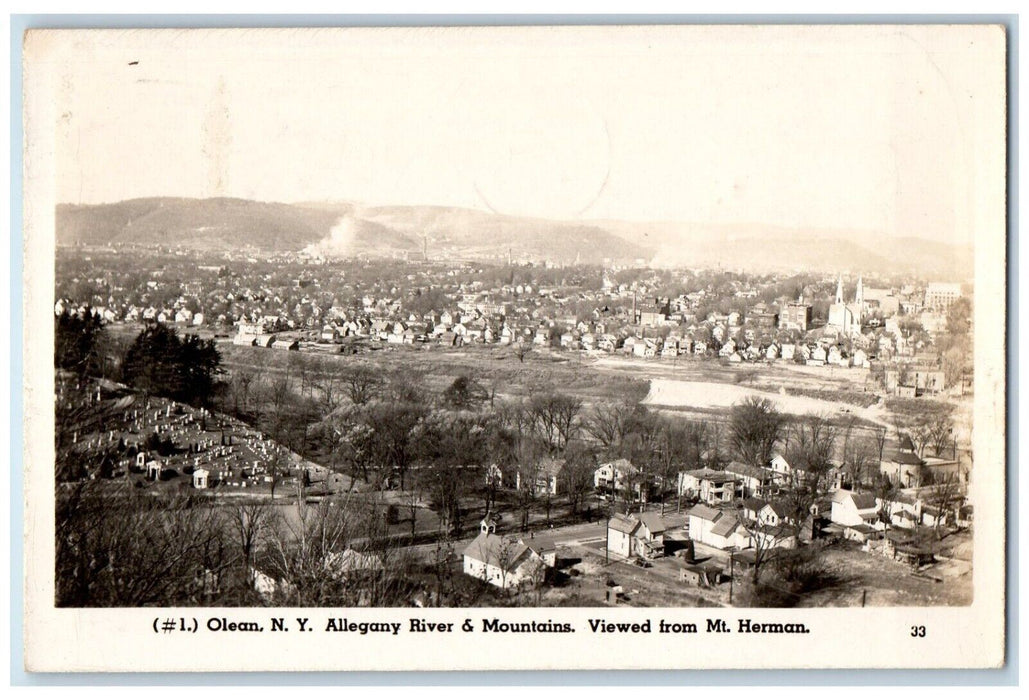 Alleghany River Mountains Viewed From Mt. Herman Cattaraugus RPPC Photo Postcard