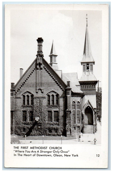 1956 The First Methodist Church Olean NY, Cattaraugus RPPC Photo Posted Postcard