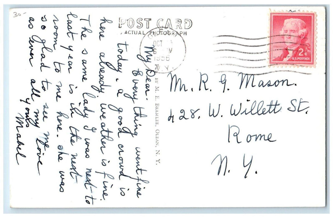 1956 The First Methodist Church Olean NY, Cattaraugus RPPC Photo Posted Postcard
