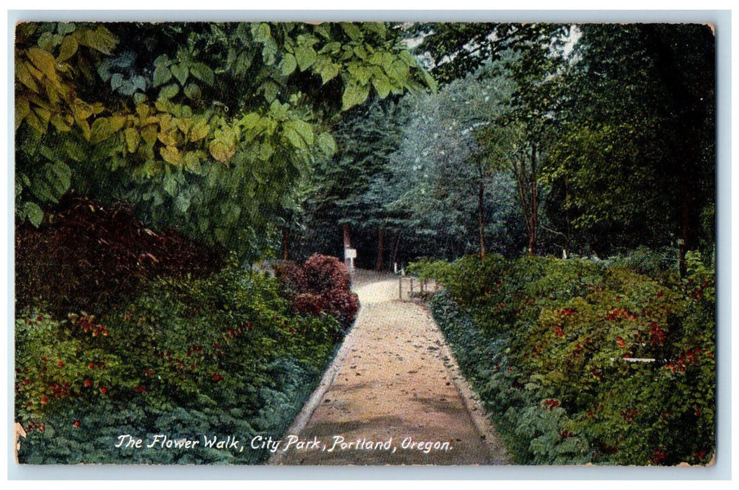 c1910 The Flower Walk City Park Portland Oregon OR Antique Unposted Postcard