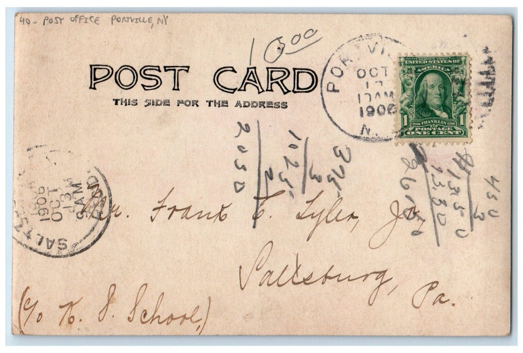 1908 Post Office Building Portville New York NY Cattaraugus RPPC Photo Postcard