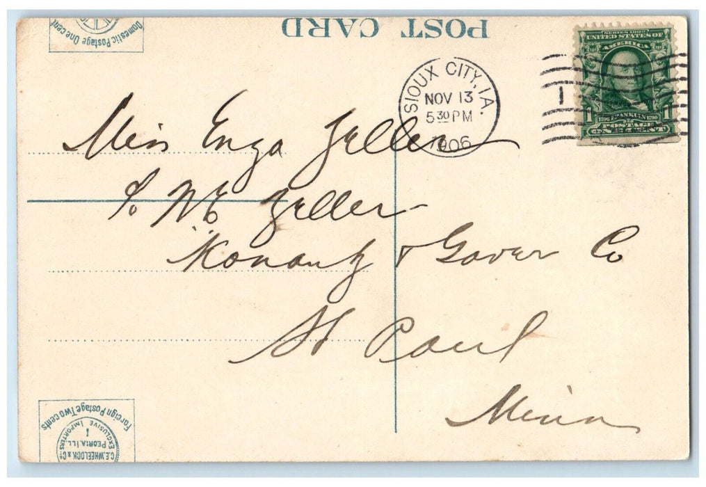 1906 Grave of War Eagle on the Bank of Missouri Sioux City IA Postcard