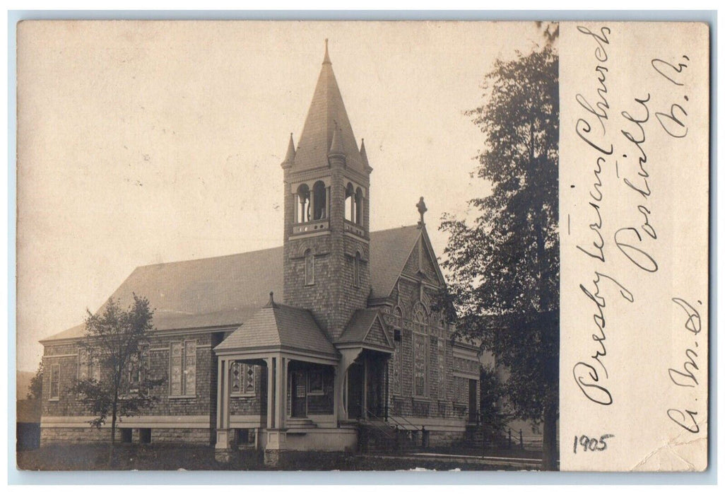 1905 Presbyterian Church Portville New York NY Cattaraugus RPPC Photo Postcard