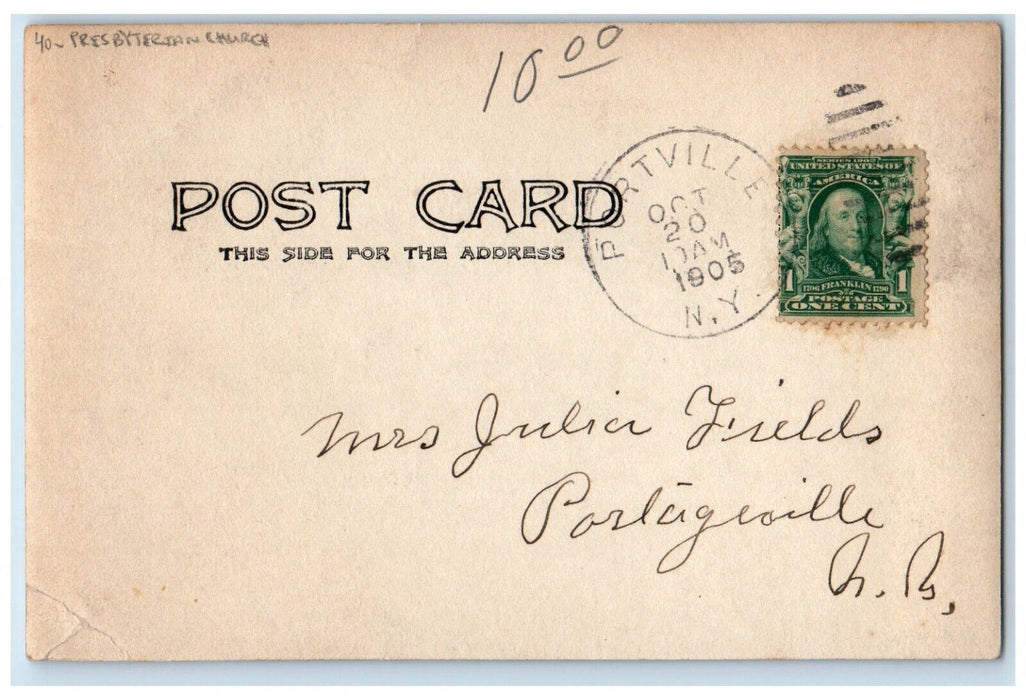 1905 Presbyterian Church Portville New York NY Cattaraugus RPPC Photo Postcard