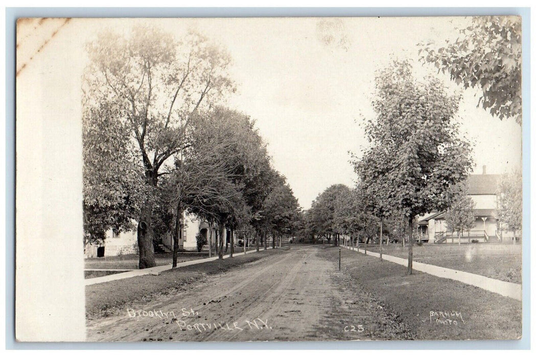 1910 Brooklyn Street View Portville NY, Cattaraugus RPPC Photo Antique Postcard