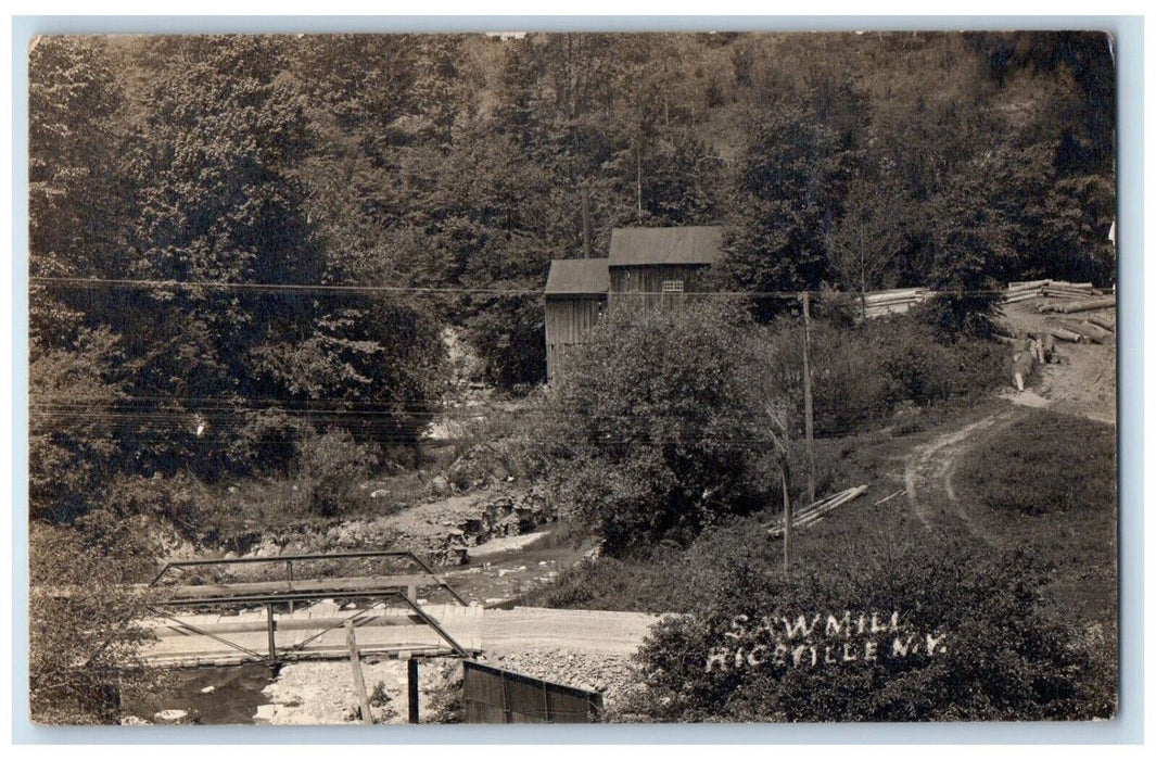 c1910's Sawmill Riceville New York NY, Cattaraugus RPPC Photo Antique Postcard