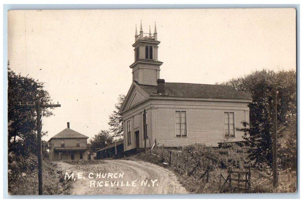 c1910's M. E. Church Riceville New York NY, Cattaraugus RPPC Photo Postcard