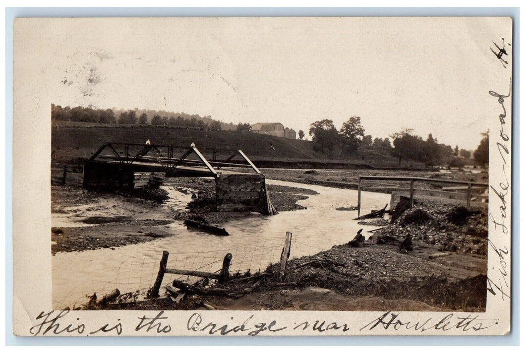 1908 Disaster Bridge Sandusky New York NY, Cattaraugus RPPC Photo Postcard