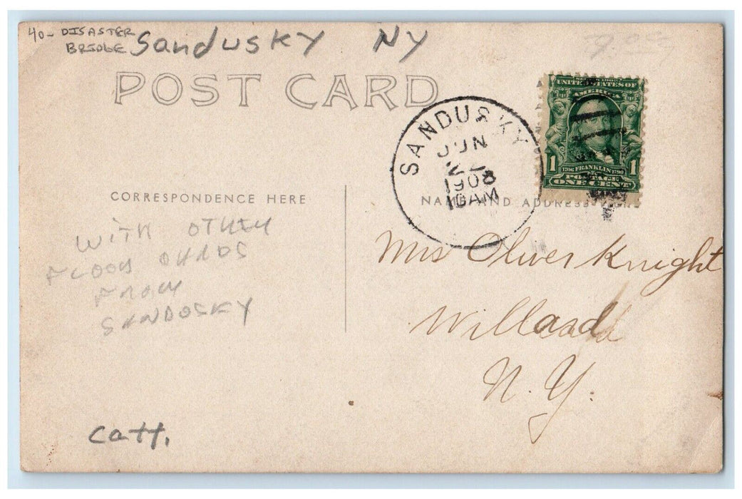 1908 Disaster Bridge Sandusky New York NY, Cattaraugus RPPC Photo Postcard