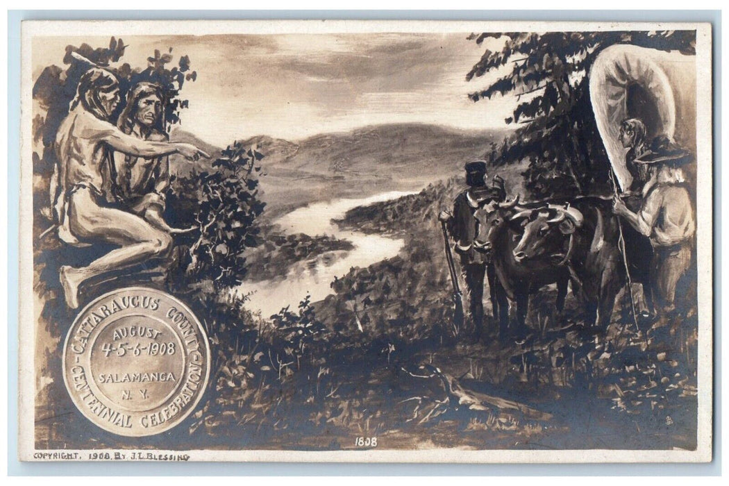 1908 Art Mural Salamaca New York NY, Cattaraugus RPPC Photo Antique Postcard