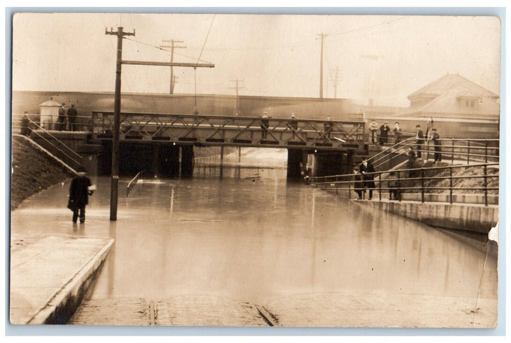 c1910's Flood Bridge Salamanca New York NY, Cattaraugus RPPC Photo Postcard
