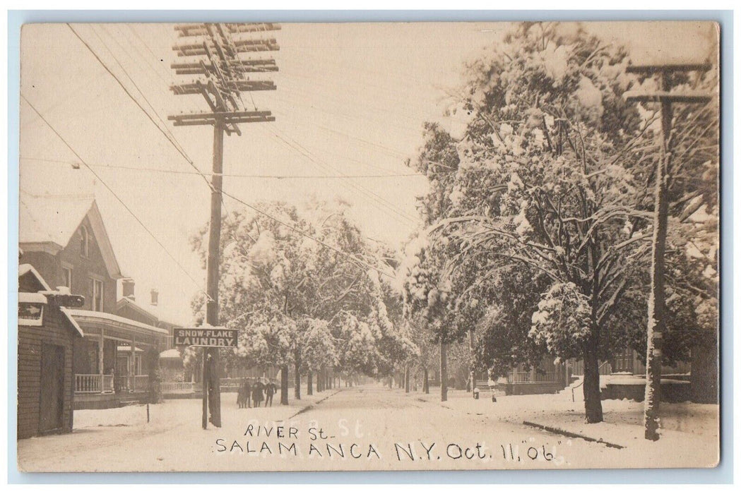 River Street Snow Flake Laundry Salamanca NY, Cattaraugus RPPC Photo Postcard