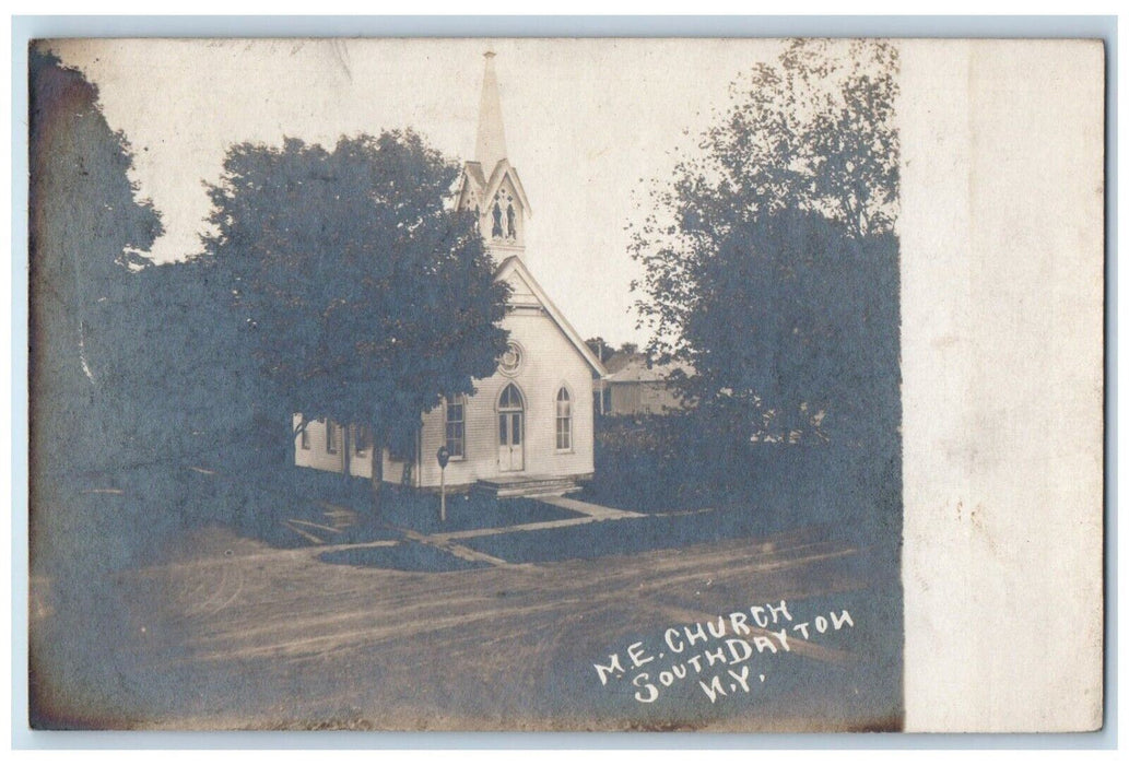 1911 M.E. Church South Dayton New York NY, Cattaraugus RPPC Photo Postcard