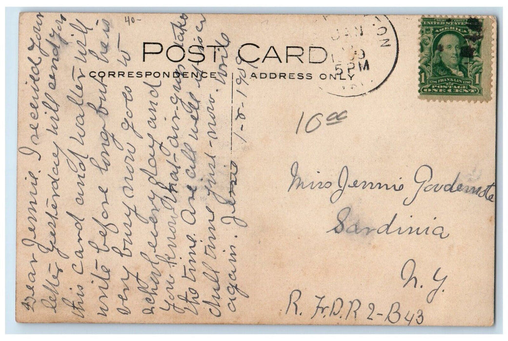 1909 A. Portion Of Pine St. South Dayton NY, Cattaraugus RPPC Photo Postcard