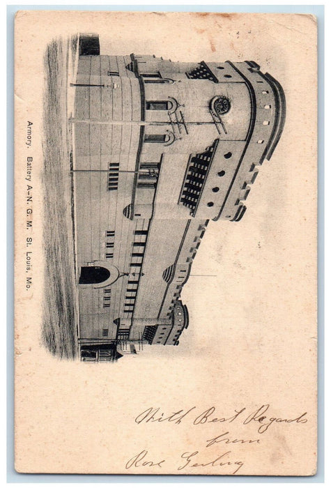 1907 Armory Battery A-N. G.M. St. Louis Missouri MO Antique Postcard
