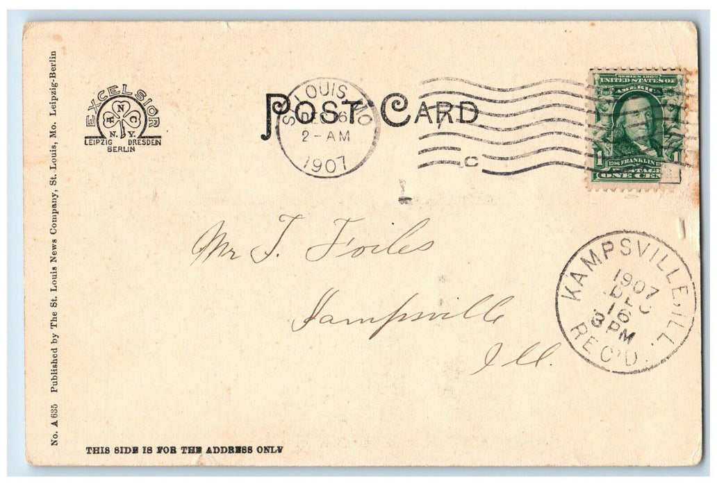 1907 Armory Battery A-N. G.M. St. Louis Missouri MO Antique Postcard