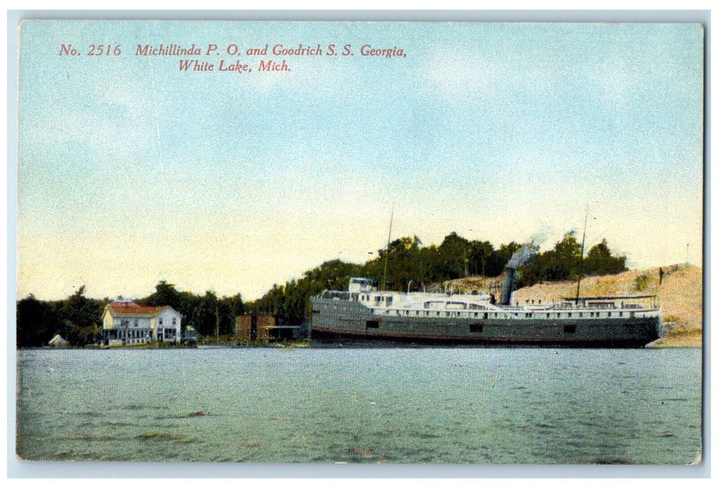 c1910 Michillinda P.O. and Goodrich SS Georgia White Lake MI Postcard