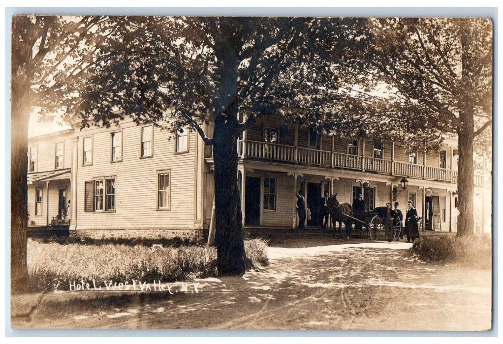 1913 Hotel Horse Wagon Front West Valley NY, Cattaraugus RPPC Photo Postcard