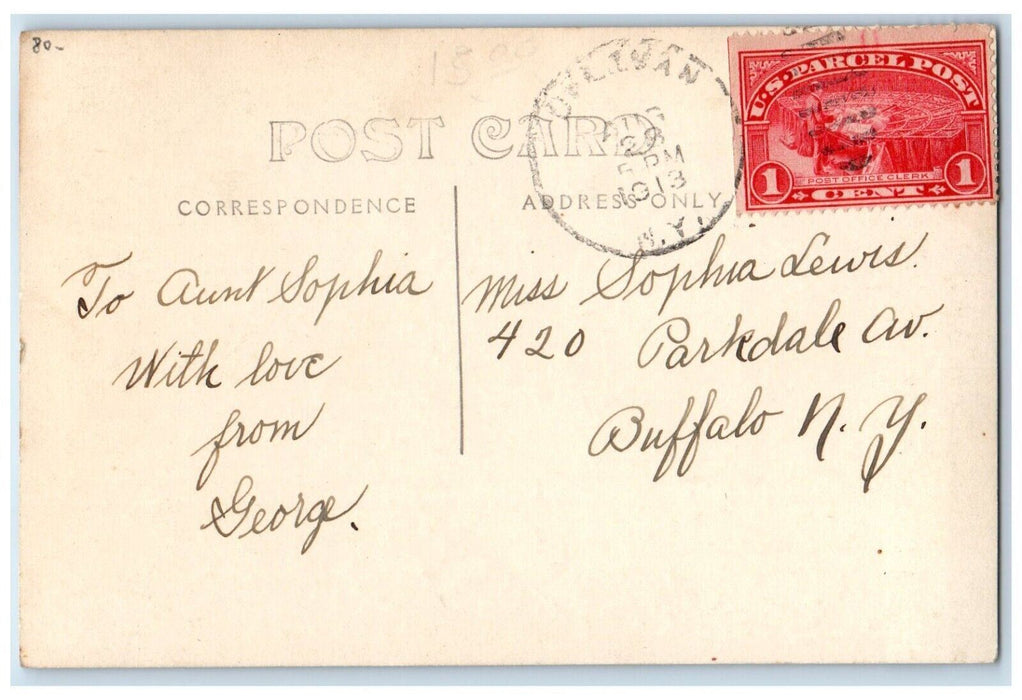 1913 Hotel Horse Wagon Front West Valley NY, Cattaraugus RPPC Photo Postcard