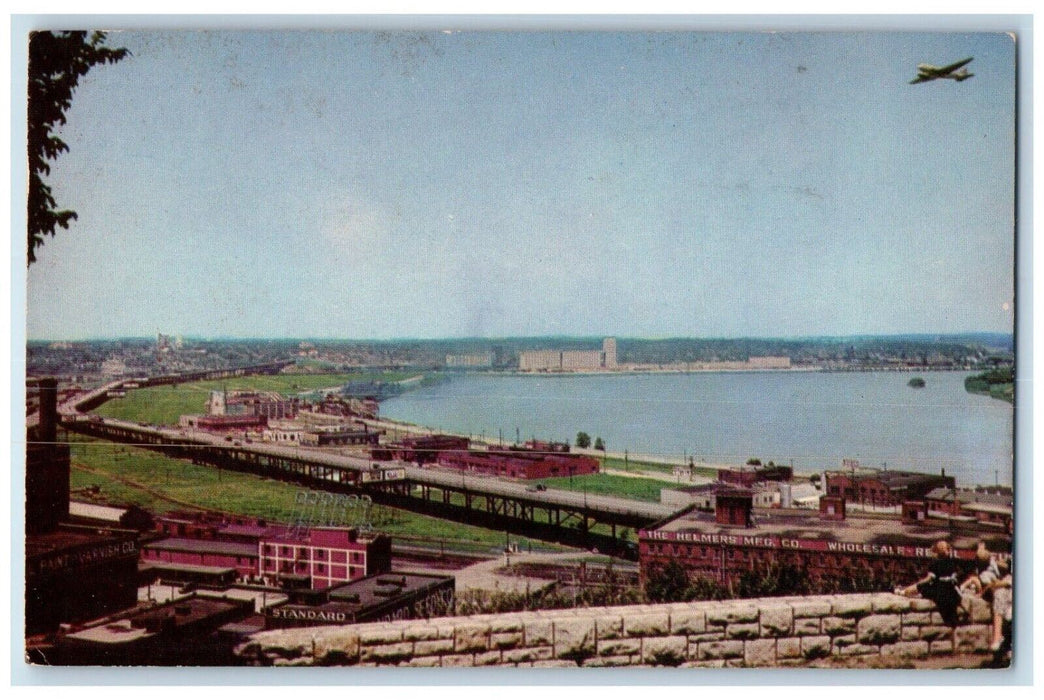 1960 Birds Eye View Kersey Coates Drive Kansas City Missouri MO Antique Postcard