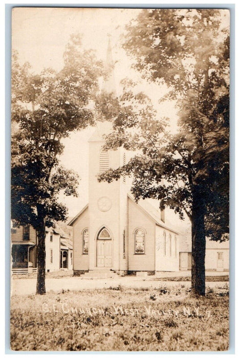 c1910's Church West Valley New York NY, Cattaraugus RPPC Photo Antique Postcard