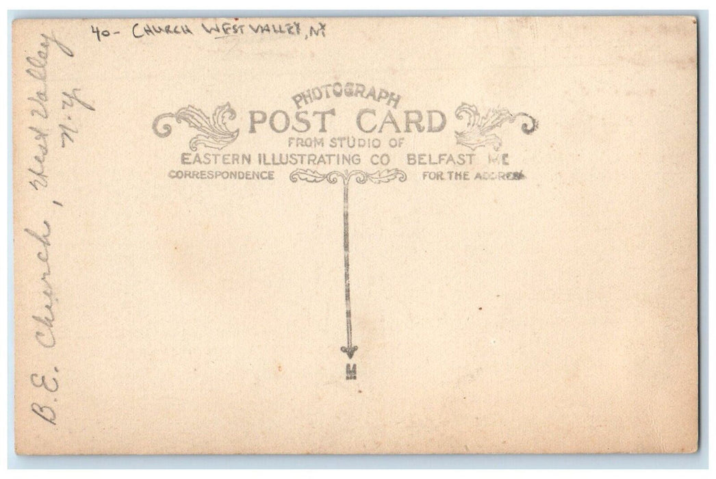 c1910's Church West Valley New York NY, Cattaraugus RPPC Photo Antique Postcard