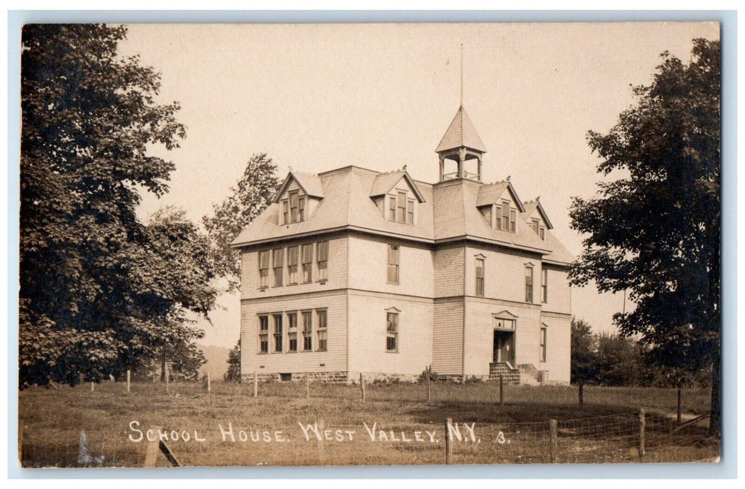 c1910's School House West Valley New York NY, Cattaraugus RPPC Photo Postcard