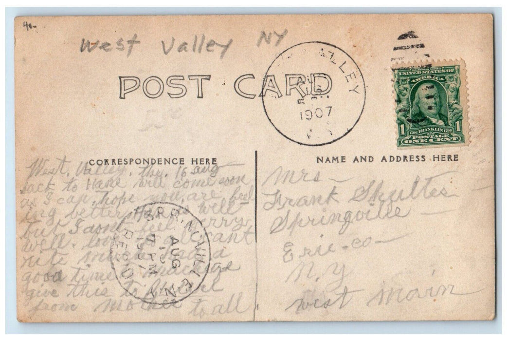 1907 Cabin House West Valley NY, Cattaraugus RPPC Photo Posted Antique Postcard