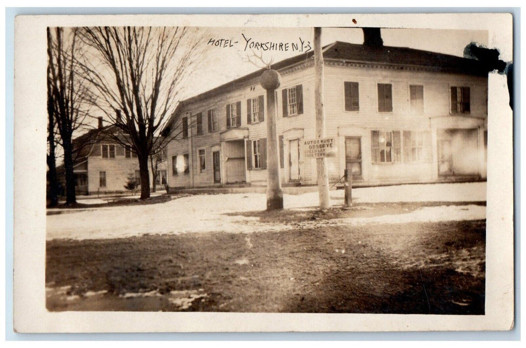 c1910's Hotel View Dirt Road Yorkshire NY, Cattaraugus RPPC Photo Postcard