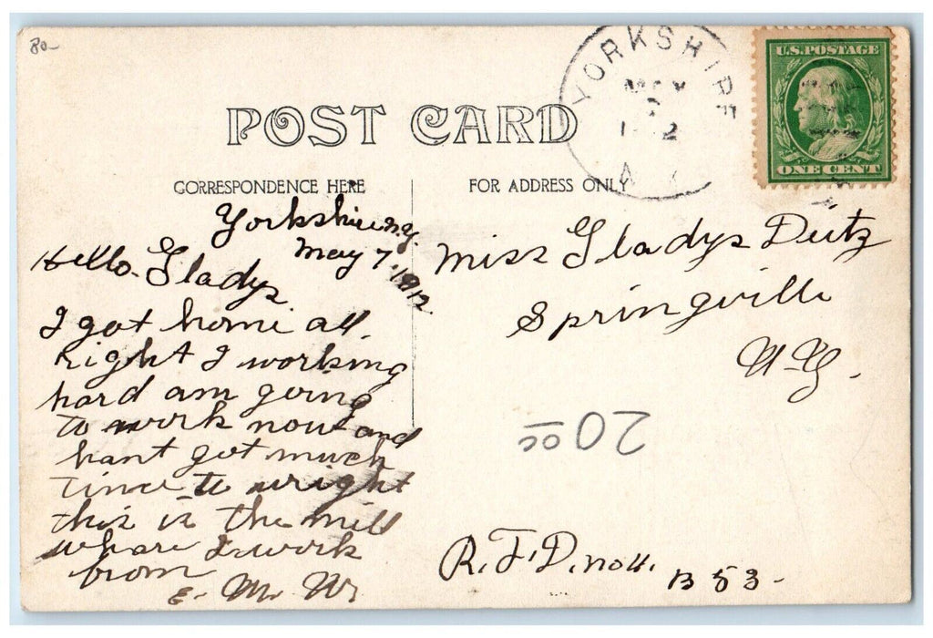 Odell & Eddy's Last Block Factory Yorkshire NY, Cattaraugus RPPC Photo Postcard