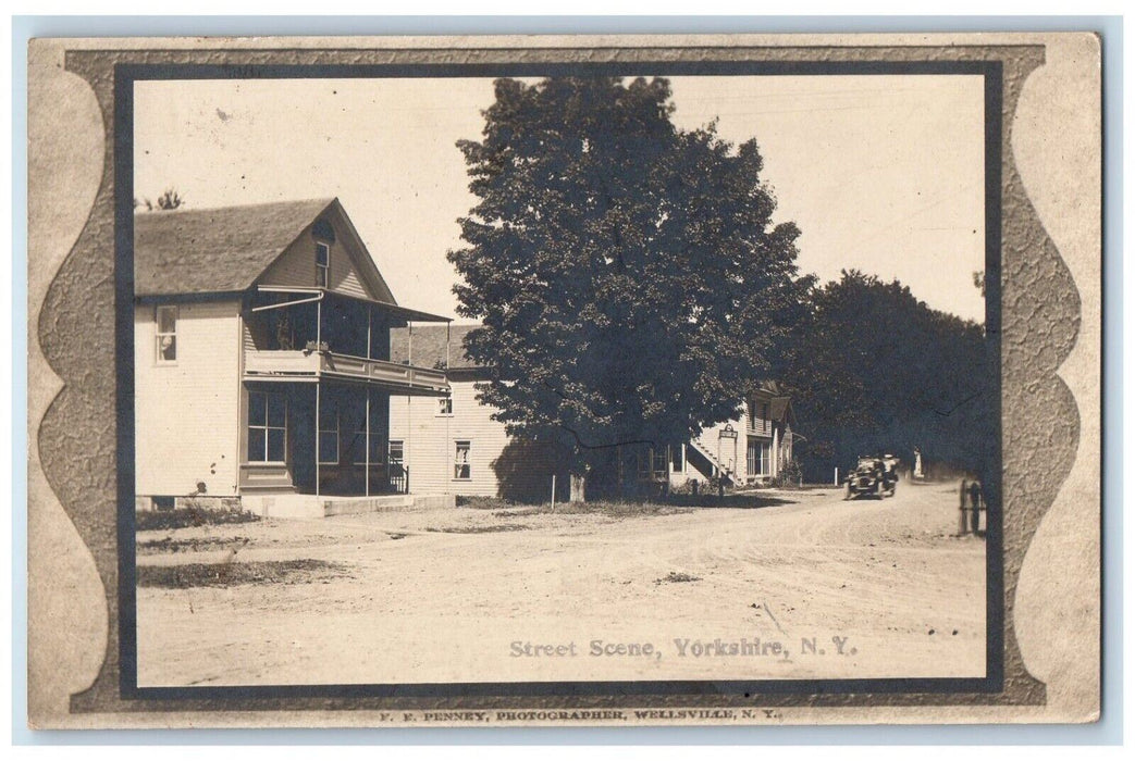 1910 Street Scene Yorkshire New York NY, Cattaraugus RPPC Photo Antique Postcard