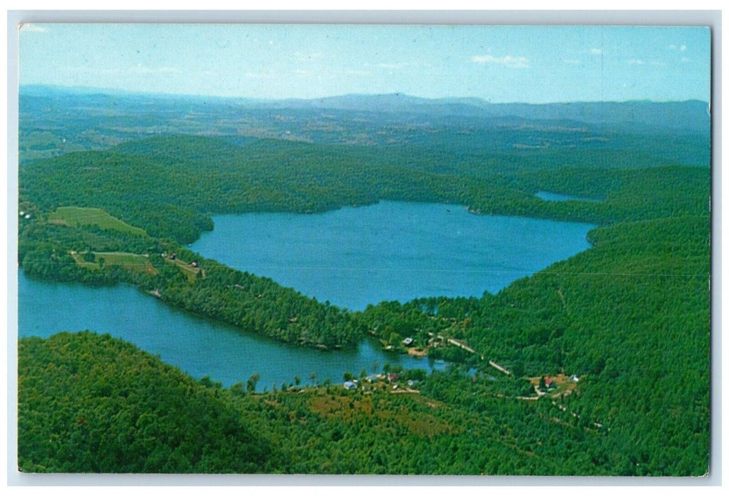 1960 Aerial View Lake Sunset & Lake Sunrise Vermont VT Vintage Antique Postcard