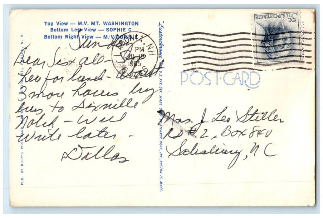 1965 Greetings From Lake Winnipesaukee New Hampshire NH Banner Antique Postcard