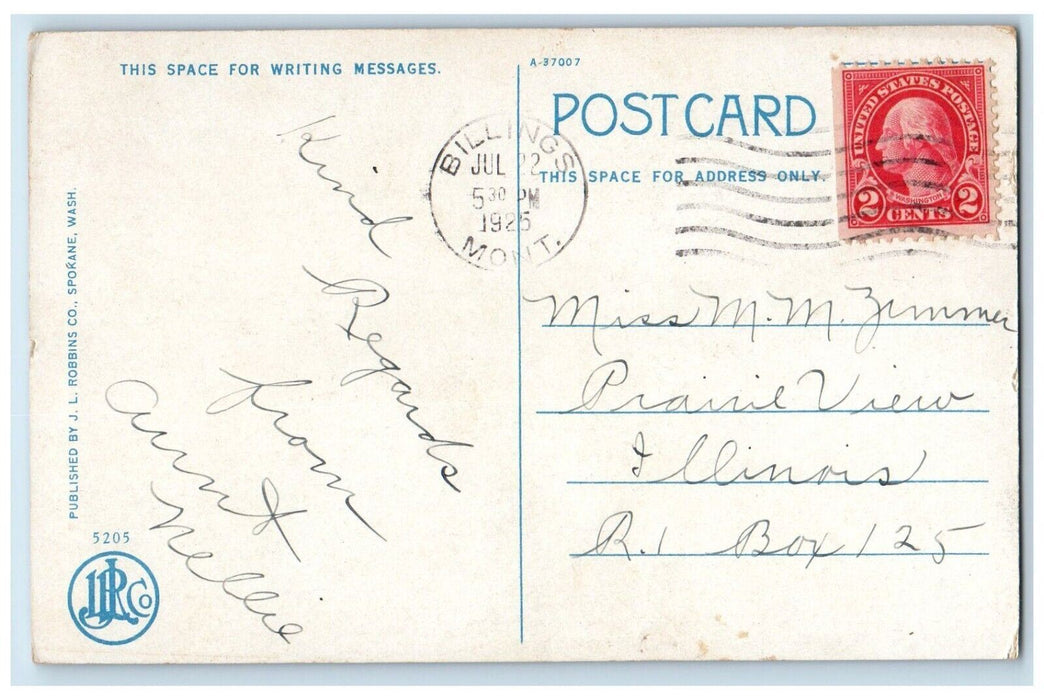 1925 Overlooking Billings Montana From Rimrocks By Night Vintage Postcard