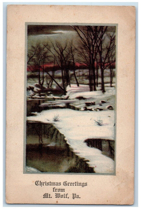 1918 Christmas Greetings From Mount Wolf Pennsylvania PA Antique Postcard