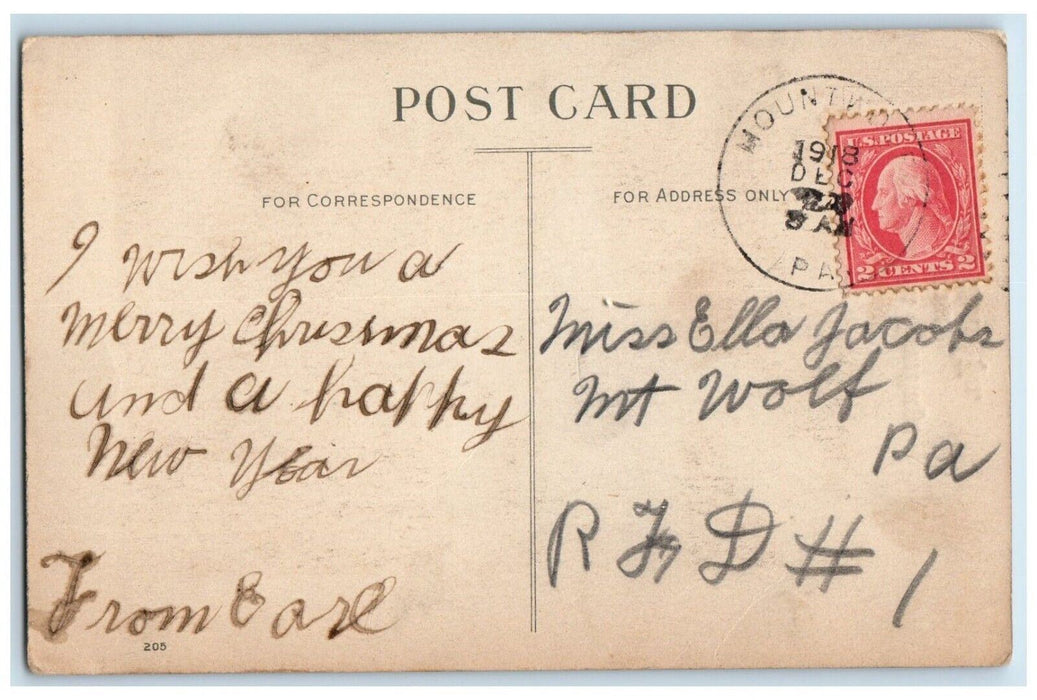 1918 Christmas Greetings From Mount Wolf Pennsylvania PA Antique Postcard