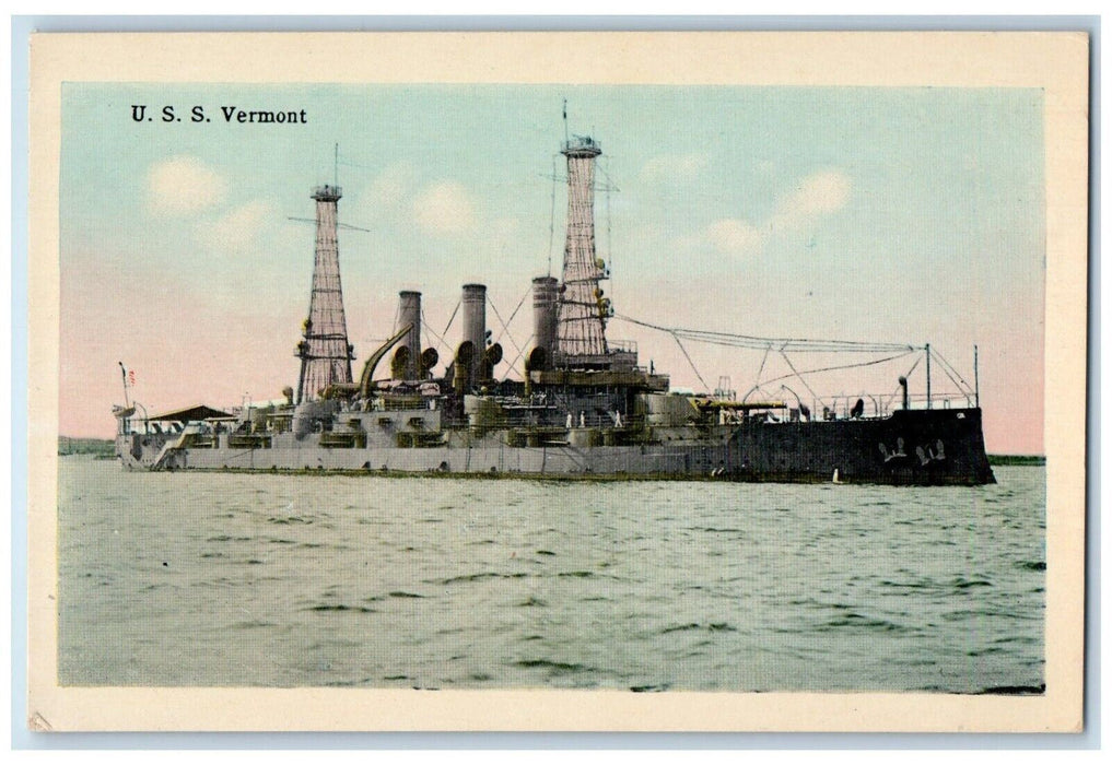 c1910 USS WWI Battleship United State Navy Vermont VT Antique Vintage Postcard