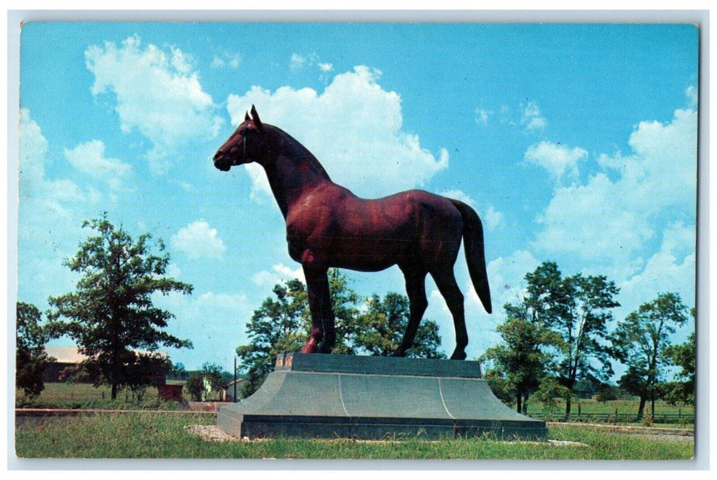 Man O War Horse Statue At Faraway Farm Lexington Kentucky KY Vintage Postcard