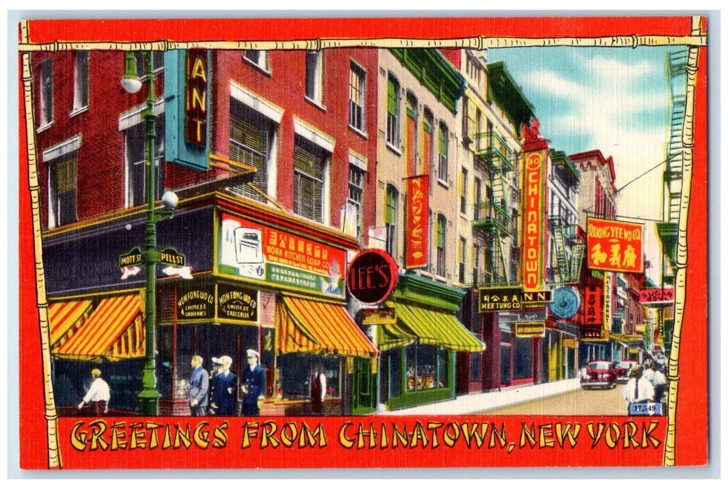Greetings From Chinatown New York NY, Business Center Stores Vintage Postcard