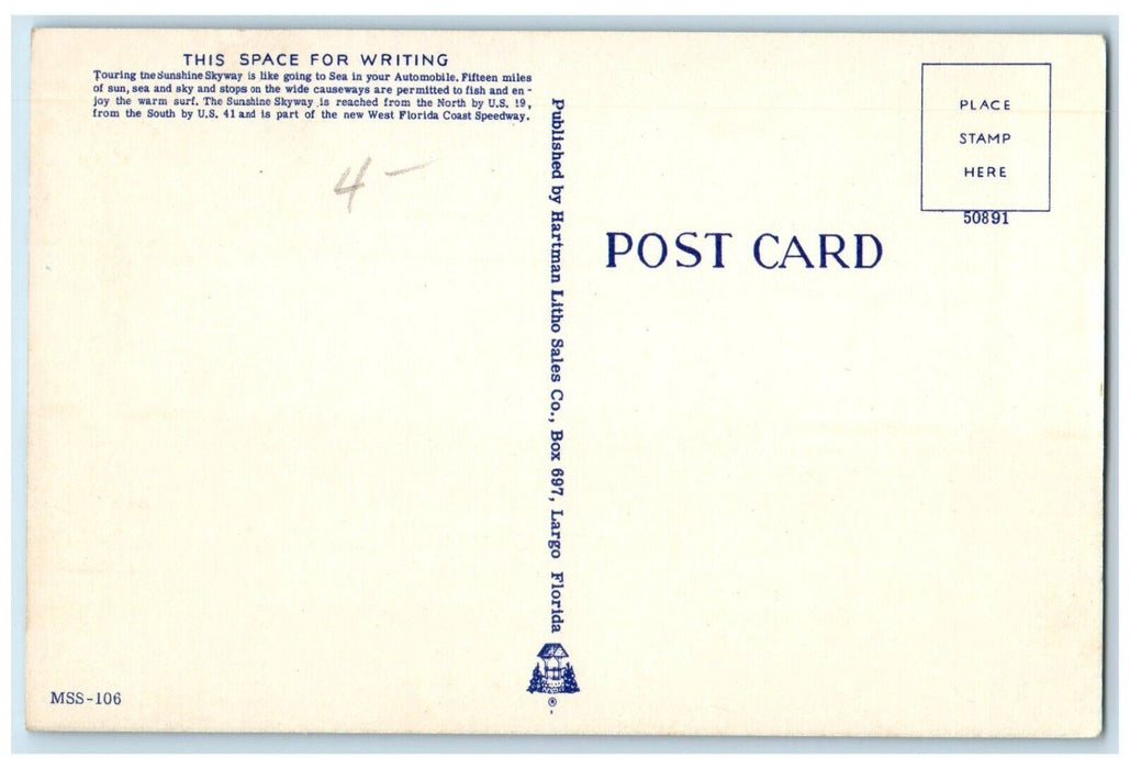 Ship Channel Bridge Of Sunshine Skyway Connecting Pinellas Manatee FL Postcard