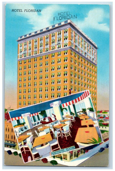 c1950's Hotel Floridan Building Cocktail Lounge Tampa Florida FL Postcard
