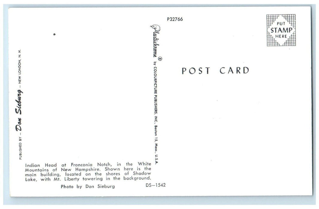 Indian Head Franconia Notch White Mountain New Hampshire NH Vintage Postcard