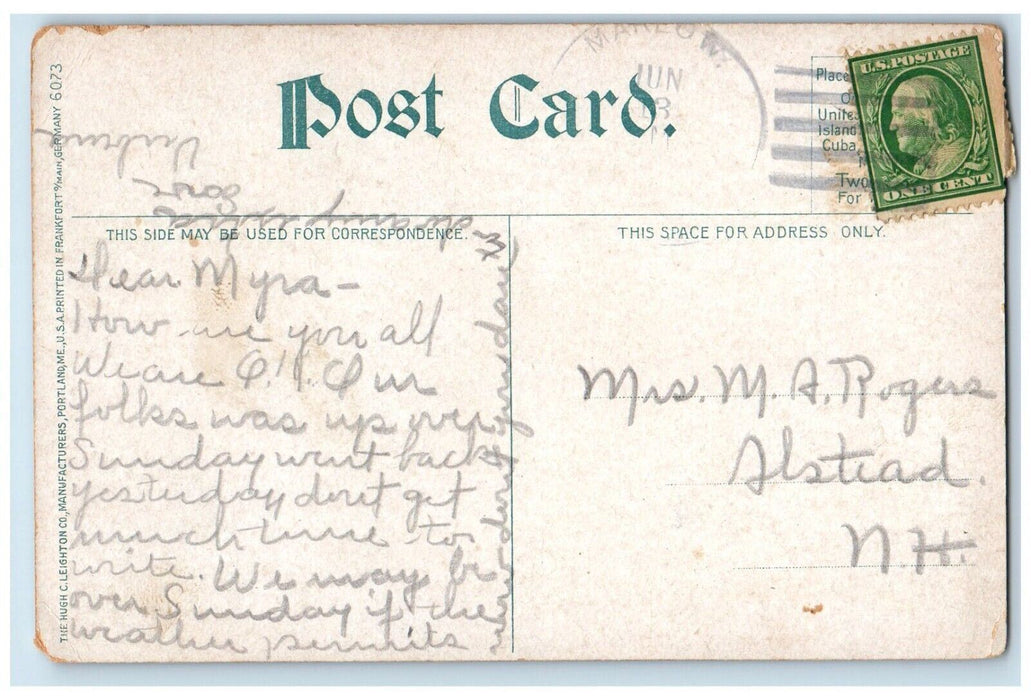 View Of Mountain Path Franklin New Hampshire NH Vintage Posted Postcard