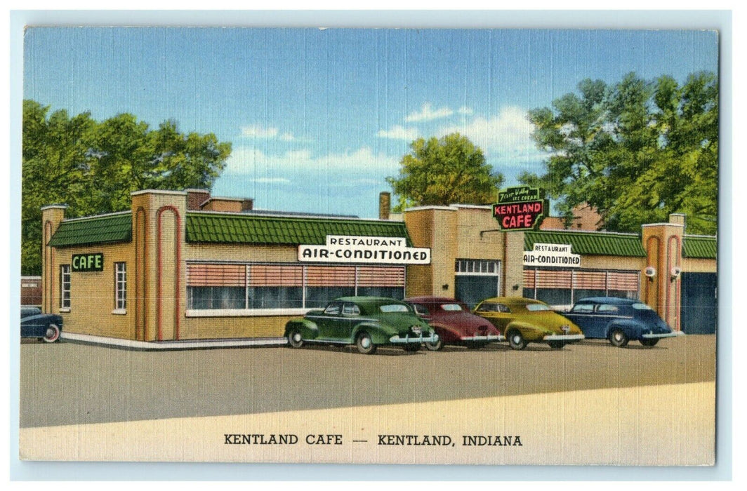 Kentland Cafe Restaurant Intersection Roads Indiana IN Postcard