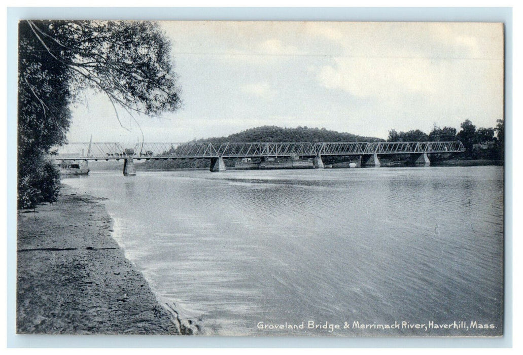 c1905s Groveland Bridge and Merrimack River, Haverhill Massachusetts MA Postcard