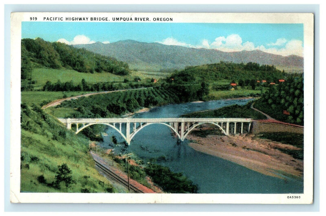 Pacific Highway Bridge Umpqua River Portland Oregon OR Unposted Postcard Rare